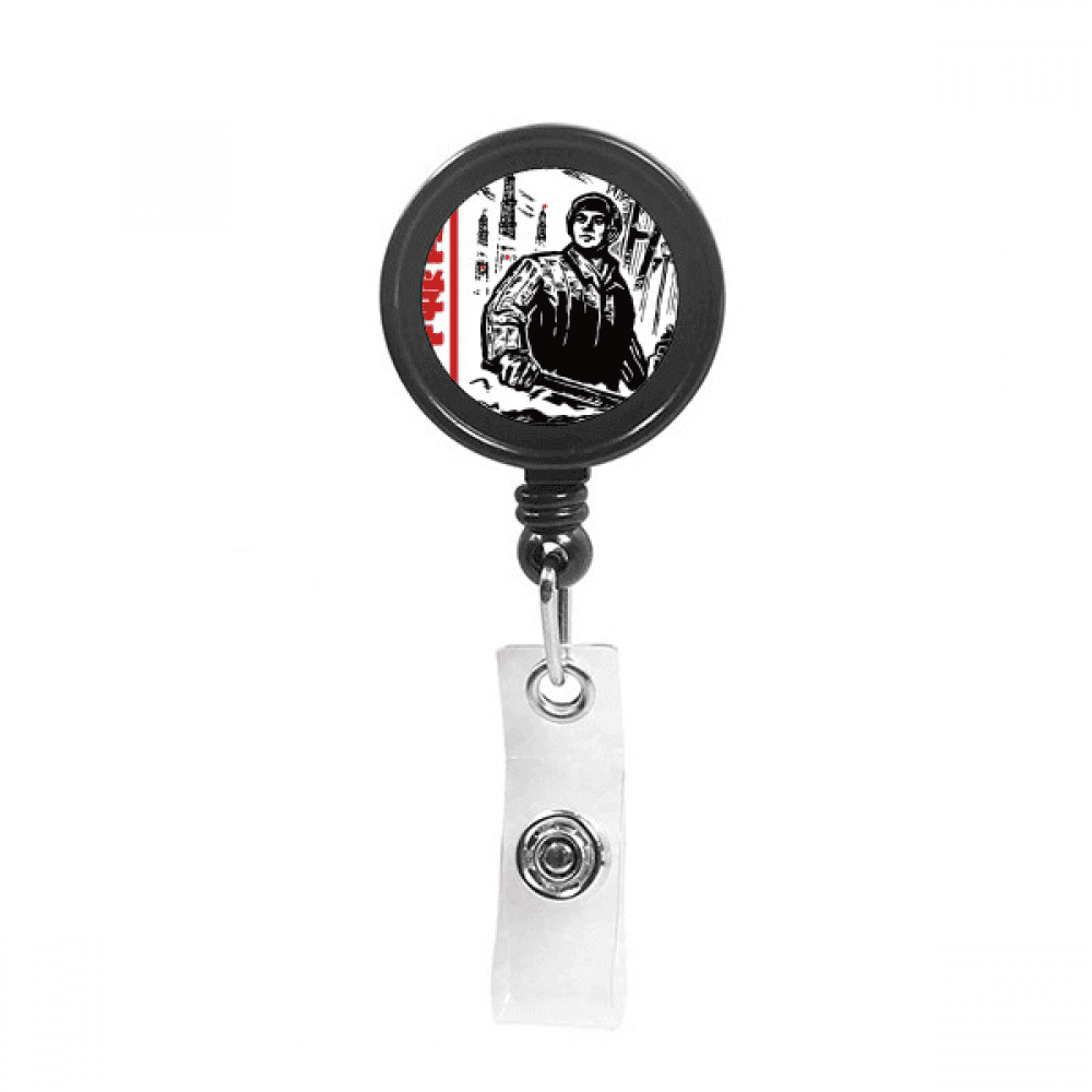 Hammer Tower Lamp China Worker Retractable Keychain Badge Holder ID Badge