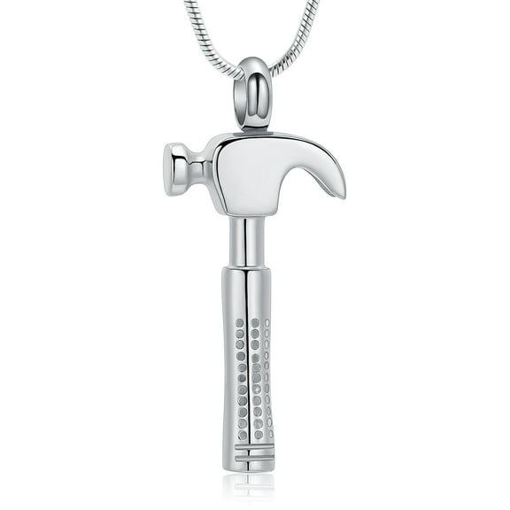Hammer Urn Necklace for Ashes Cremation Jewelry for Women Men Stainless Steel Memorial Necklaces Ash Holder for Human / Pet