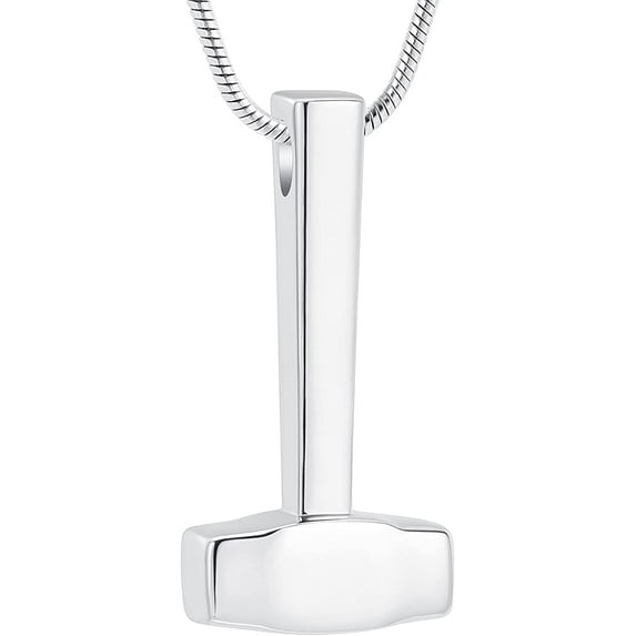 Hammer Urn Necklace for Ashes Memorial Cremation Jewelry Ash Holder 316L Stainless Steel Keepsake Pendant Necklace Memorial Gift for Men Women