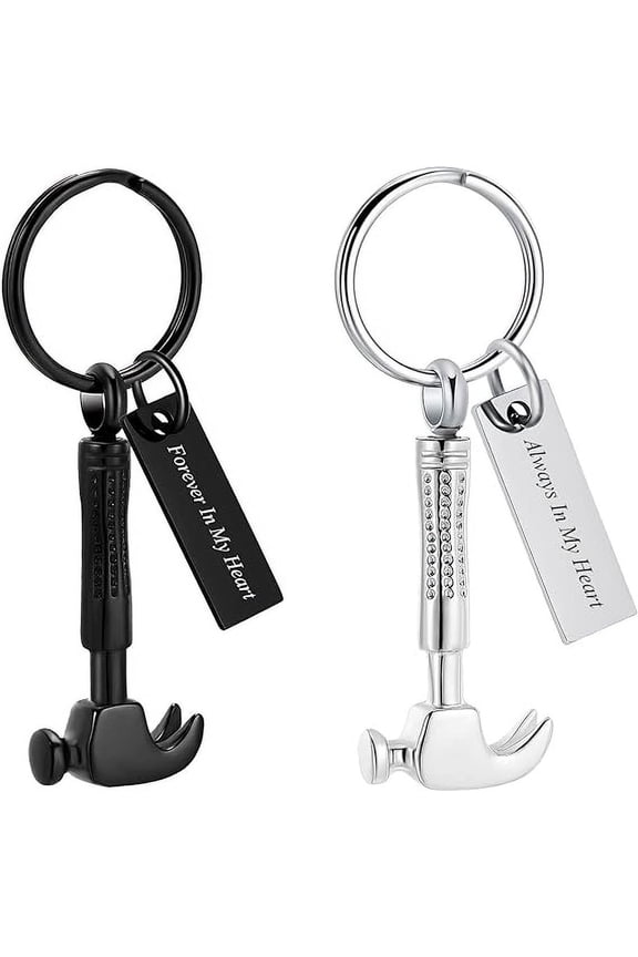 Hammer Urn Necklace for Ashes Memorial Cremation Jewelry Ash Holder Stainless Steel Wrench Keepsake Pendant Necklace / Keychain for Men Women
