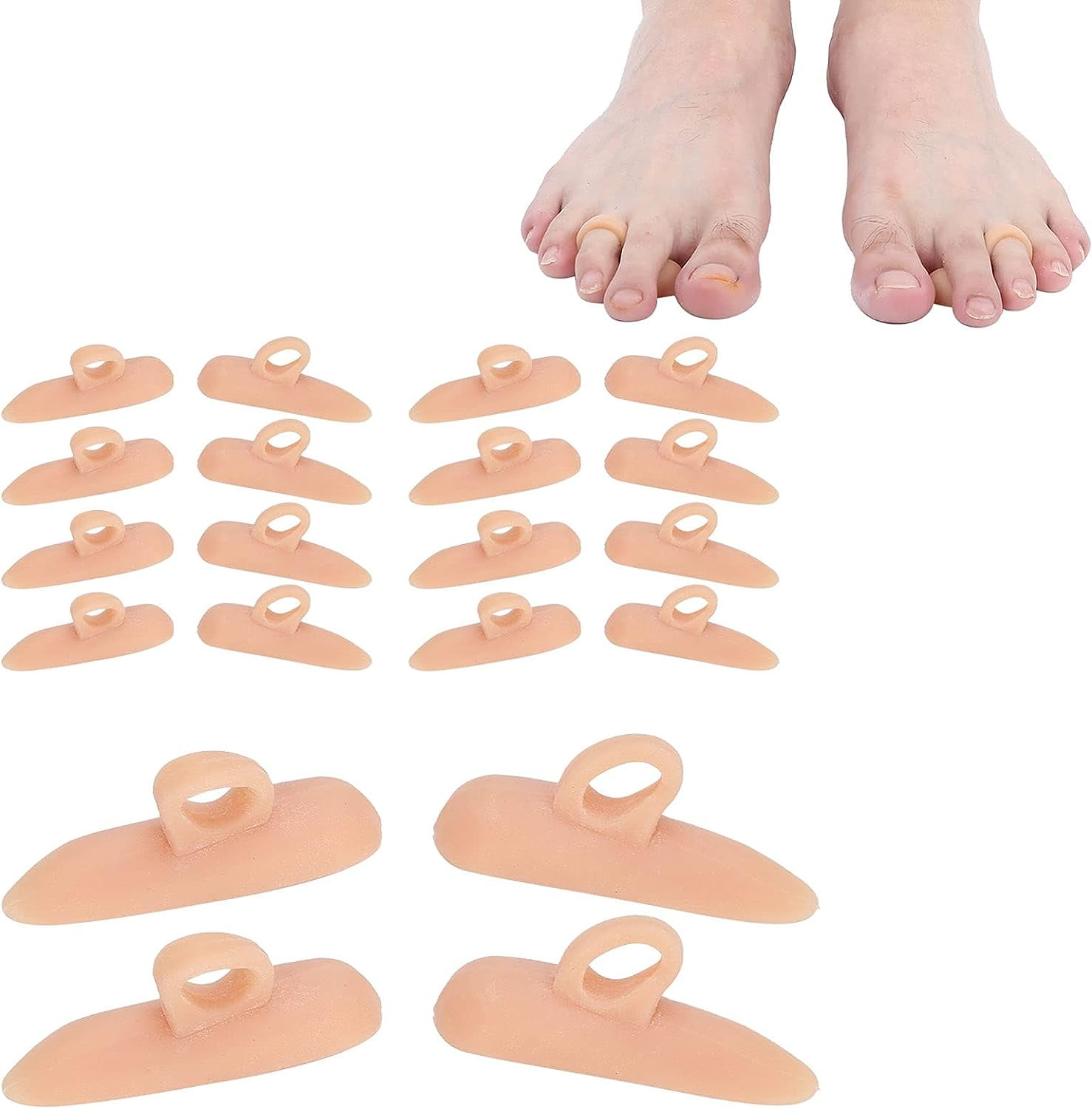 Hammer toe pads, 10 pairs of gel toe separators, overlapping toes, Hallux Valgus correction pads