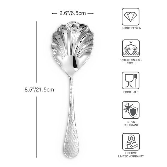 Hammered 8.5-Inch Stainless Steel Vegetable Spoon 1 Piece