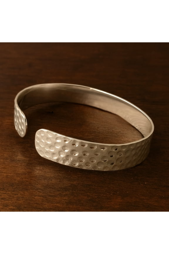 Hammered 925 Sterling Silver Cuff Bracelet, Adjustable Open Bangle for Women, Handmade Jewelry