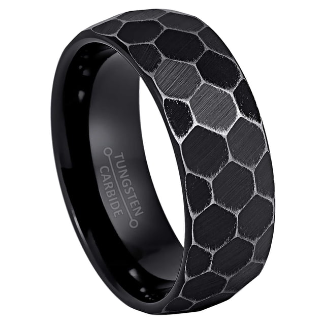 5 mm Mens Hammered Comfort Fit Wedding Band