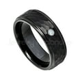 thumbnail image 1 of Hammered Black Tungsten Ring - 0.07ct Solitaire Aquamarine Ring - Personalized Tungsten Wedding Ring - Custom Made March Birthstone Ring TN614BS, 1 of 1