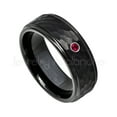 thumbnail image 1 of Hammered Black Tungsten Ring - 0.07ct Solitaire Ruby Ring - Personalized Tungsten Wedding Ring - Custom Made July Birthstone Ring TN614BS, 1 of 1