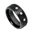 thumbnail image 1 of Hammered Black Tungsten Ring - 0.21ctw Diamond 3-stone Band - Personalized Tungsten Wedding Ring - Custom Made April Birthstone Ring TN614BS, 1 of 1