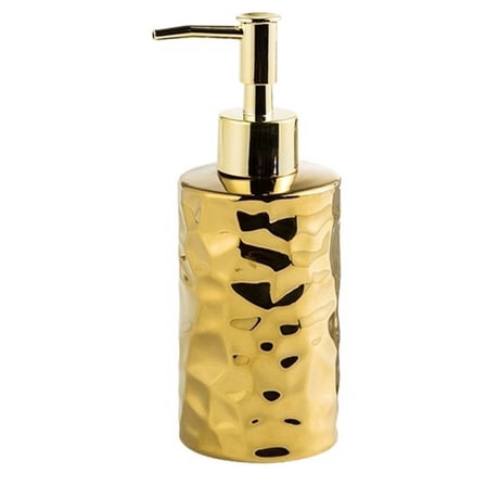 Hammered Ceramic Soap Dispenser, Metallic Finish (Gold or Silver), Modern Refillable Bottle for Bathroom Decor