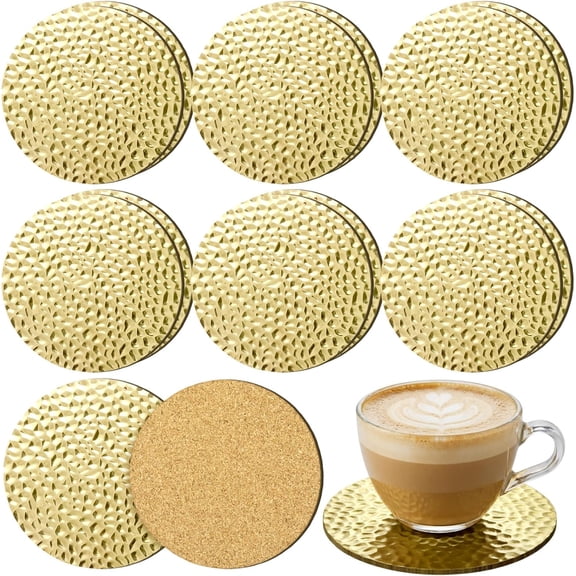 Hammered Coasters Set of 12 Antique Brass Copper Coasters Round Gold Metal Drink Coaster 4 Inch Heat-Resistant Non-Slip Cup Mat for Coffee Table, Kitchen, Bar, Dining Room & Home Decor