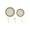 thumbnail image 1 of Hammered Collection White w/Gold Hammered Border China-Like Plastic 9" Dinner Plates + 7" Salad Plates + Cutlery *Party for 60*, 1 of 1