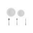 thumbnail image 1 of Hammered Collection White w/White Hammered Border China-Like Plastic 9" Dinner Plates + 7" Salad Plates + Cutlery *Party for 60*, 1 of 1