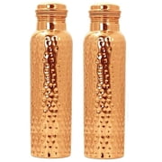 Hammered Copper Bottles For Water 1 Litre Set Of 2 Leak Proof Pure Copper Water Bottle Combo Set For Daily Use Home Office Travel Gym Ayurveda