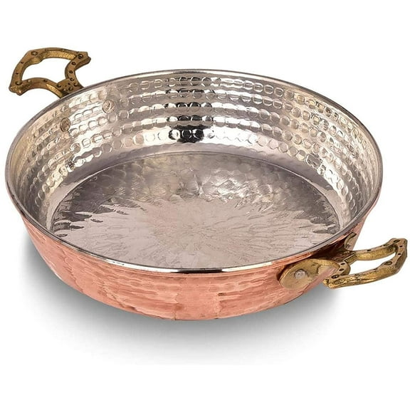 Hammered Copper Food Safe Egg Omelet Pan Sahan, Copper Round Chef Pan, Traditional Handcrafted Copper Pan, 6.3 Inches (14 cm)