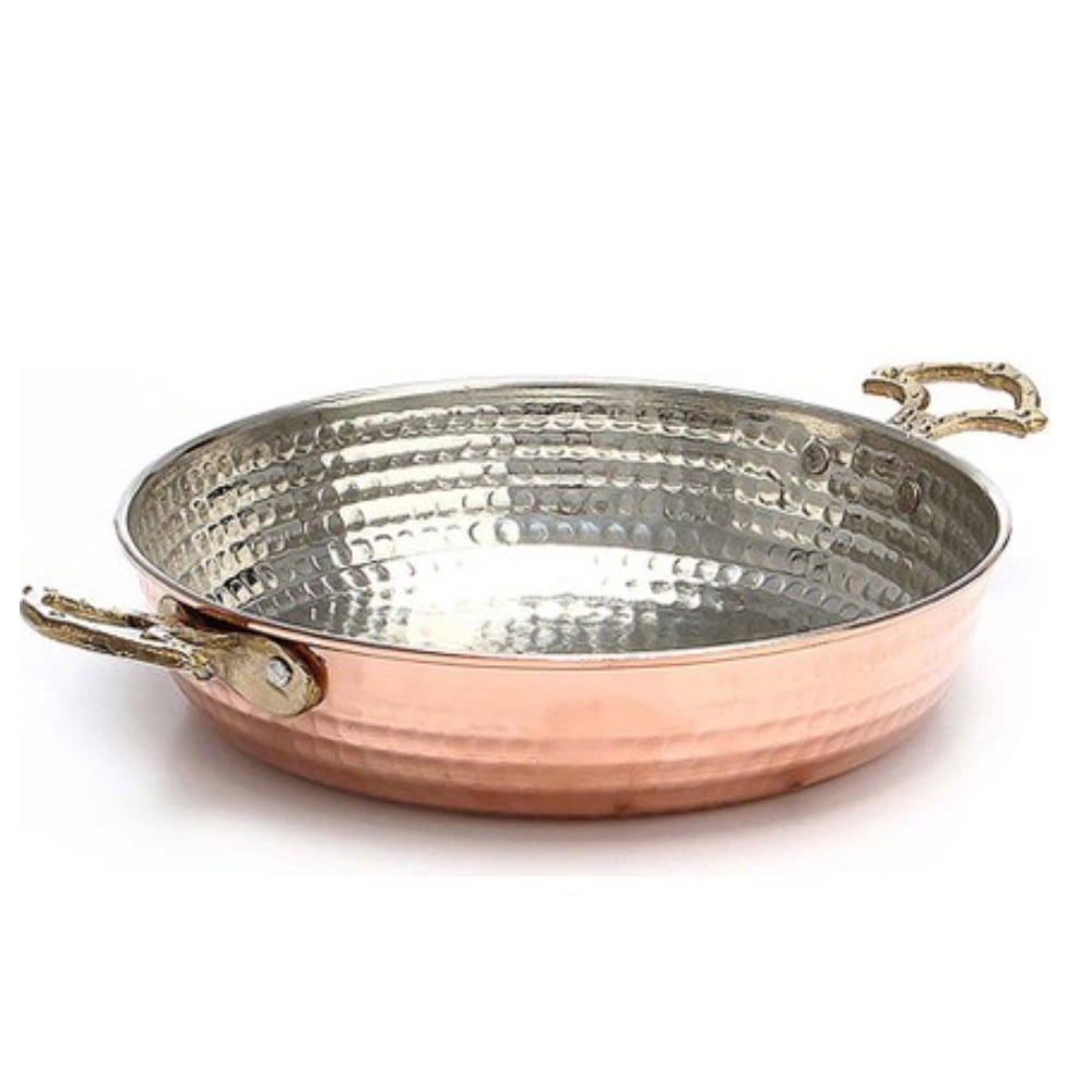 Handcrafted Copper Non-Stick Skillet with Brass Handles, 9.5 Inches