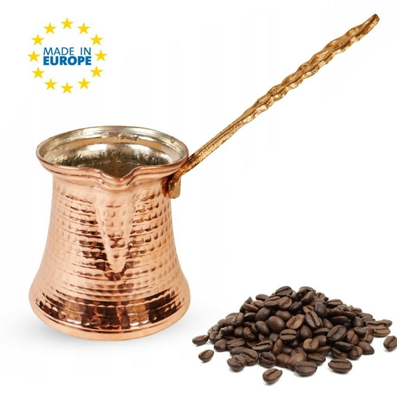 Hammered Copper Turkish Coffee Pot, Arabic Stovetop Coffee Maker, Greek Coffee Pot with Brass Handle, 8.3 oz