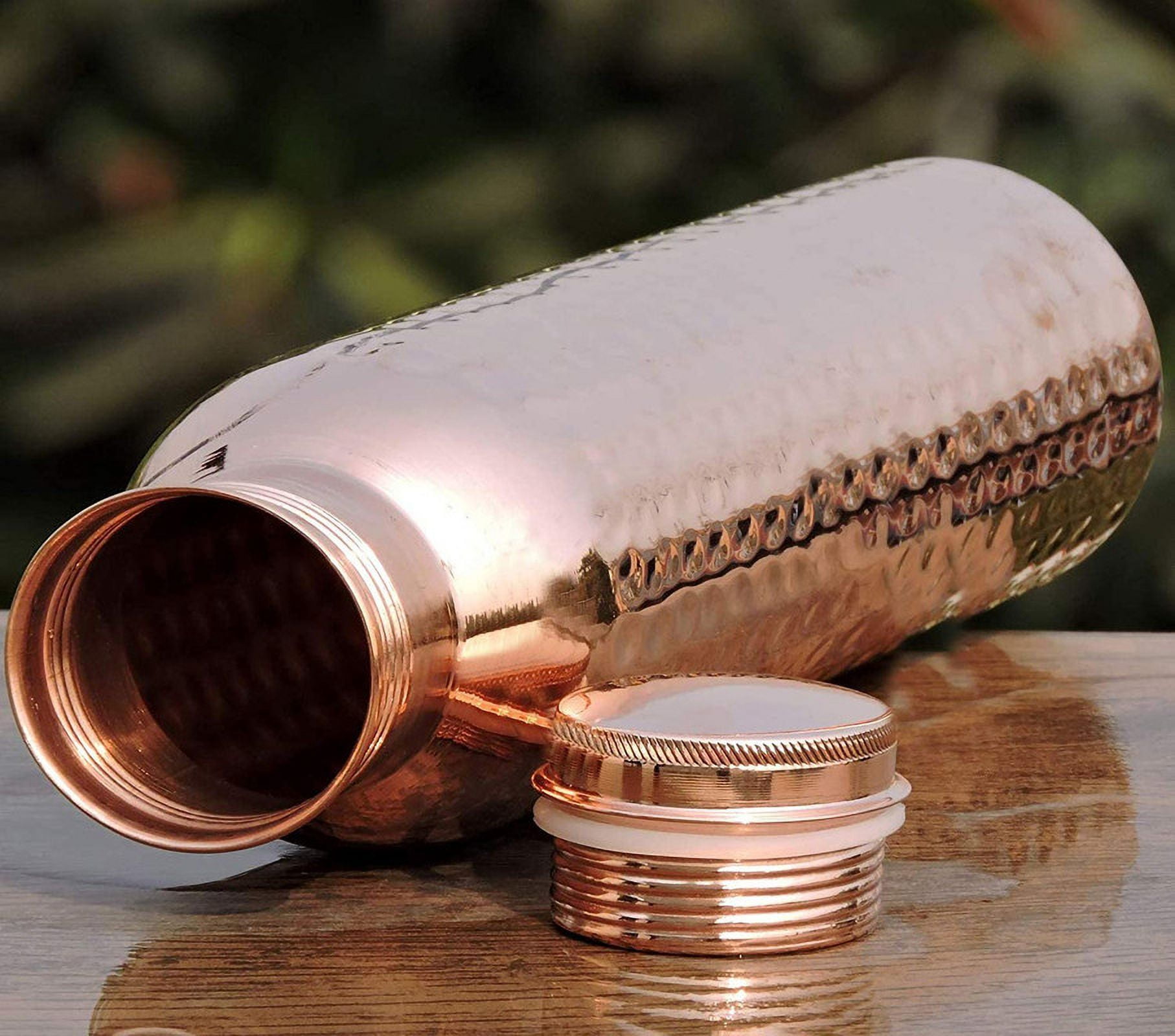 Hammered Copper Water Bottle - 1000 ml, Handmade Vessel for Health Benefits, 100% Pure Copper