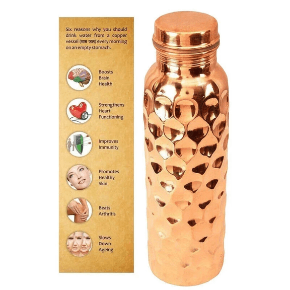 Hammered Copper Water Bottle Drinking Water Vaccum Flask Health Benefits