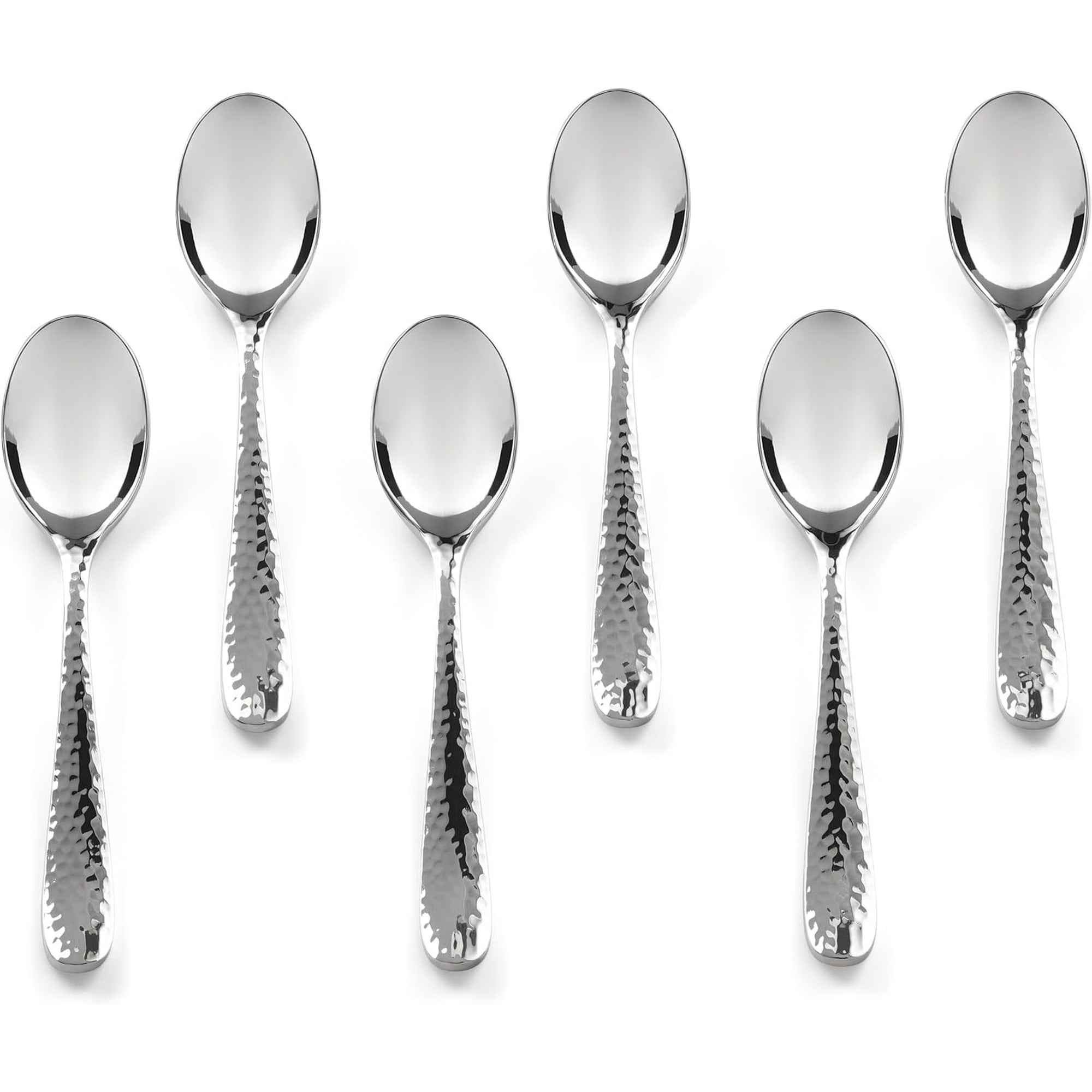 Hammered Demitasse Espresso Spoons, 4.6-inch Mini Coffee Spoons, 18/10 Stainless Steel Small Spoons for Dessert, Coffee, Tea, Set of 6 Bergamo Spoons