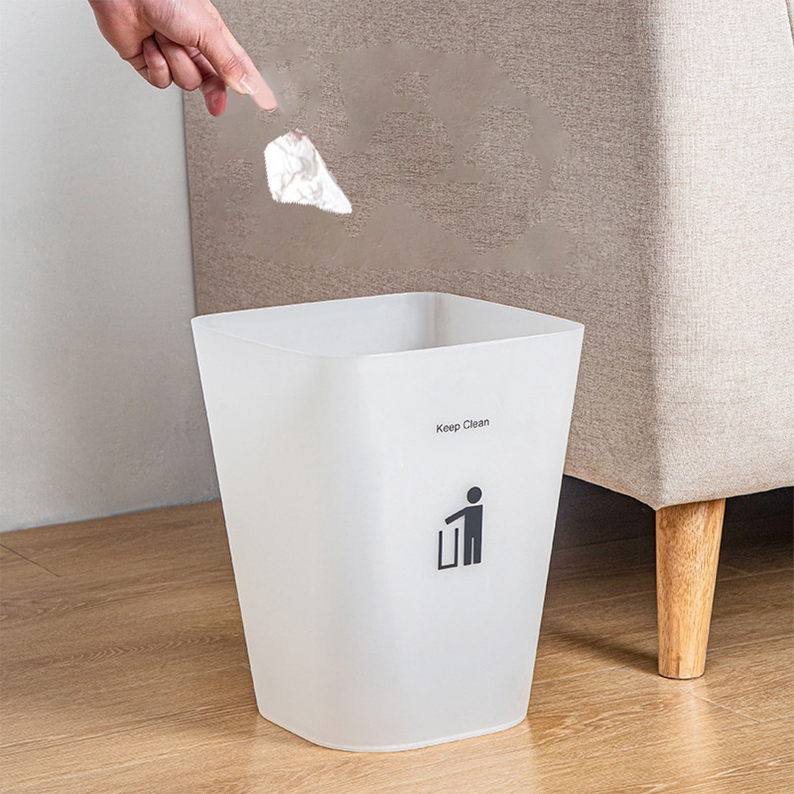 BINO Small Metal Trash Can - Sleek Brushed Nickel Waste Basket For Desk, Bathroom & Bedroom