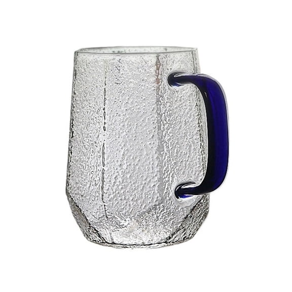 Hammered Drinking Cups, 14.5oz Clear Glass Coffee Mugs with Handles for Tea Cappuccino Latte Juice and Milk
