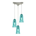 thumbnail image 1 of Elk Lighting Hammered Glass 3 Light Pendant in Satin Nickel and Blue, 1 of 2