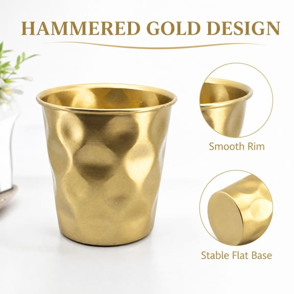 Hammered Gold Metal Planter Pot Modern Decorative Vase for Home Desktop and Window Sill Small Succulent Plant Container