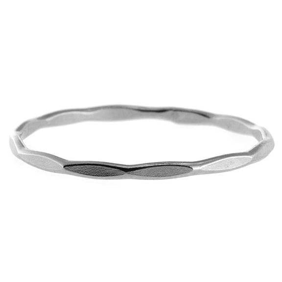 Hammered Gold Ring, Rose Gold Stacking Rings, Minimalist Rings, Skinny Silver Rings for Women (8 US, 925 Sterling Silver/ Faceted Hammered)