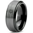thumbnail image 1 of Hammered Gray Ring Tungsten Gamer Jewelry Couple Father Grandfather Gift 30th Birthday 8mm, 1 of 7