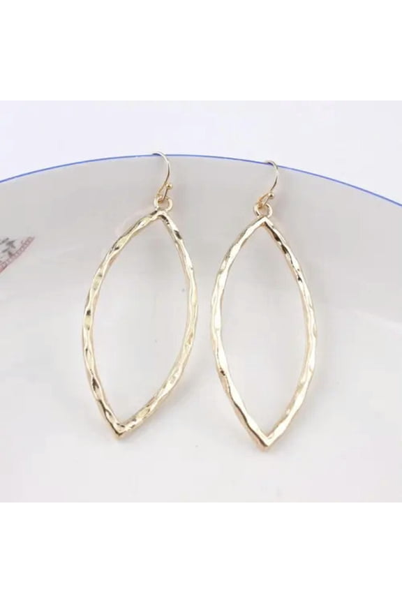 Hammered Leaf Frame Drop Earrings for Women Boutique Jewelry