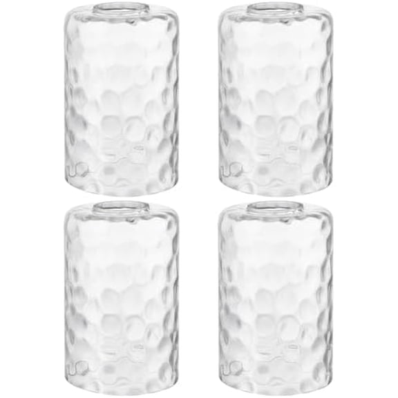 Hammered Lip-less Glass Lamp Shade, Cylindrical Light Cover with Fitter Opening, Replacement for Chandelier, Pendant, Bathroom Vanity Light, 4 Pcs$$Tools & Hardware Other