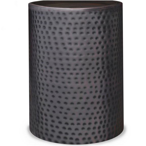 Hammered Metal Accent Table, Antique Copper Round Side Table for Living Room, Bedroom
