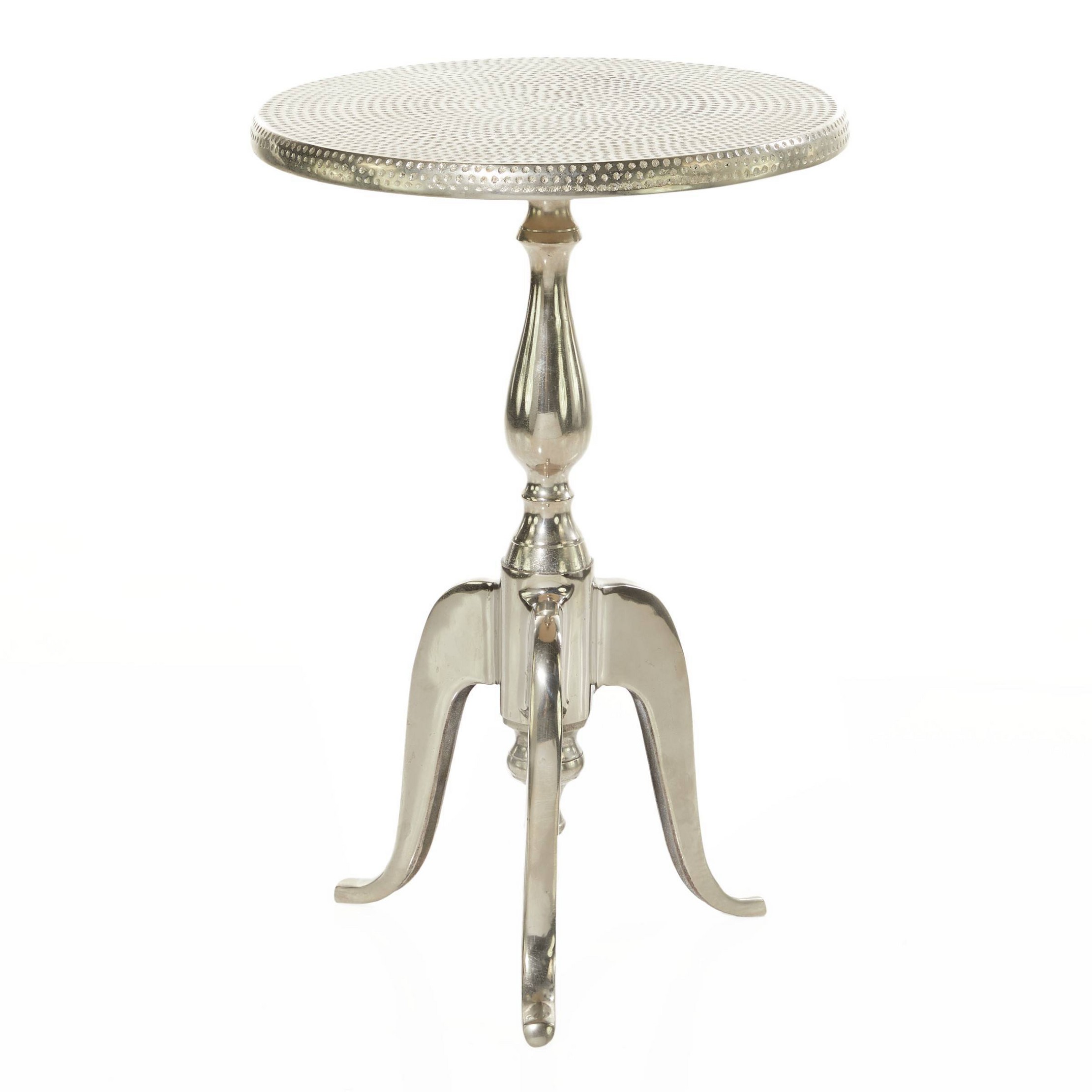 Hammered Metal Accent Table Silver