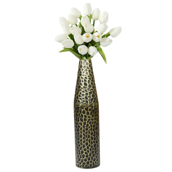 Hammered Metal Decorative Centerpiece Flower Table Vase