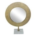 thumbnail image 1 of Hammered Metal Encased Mirror with Marble Base, Gold and White - Saltoro Sherpi, 1 of 5