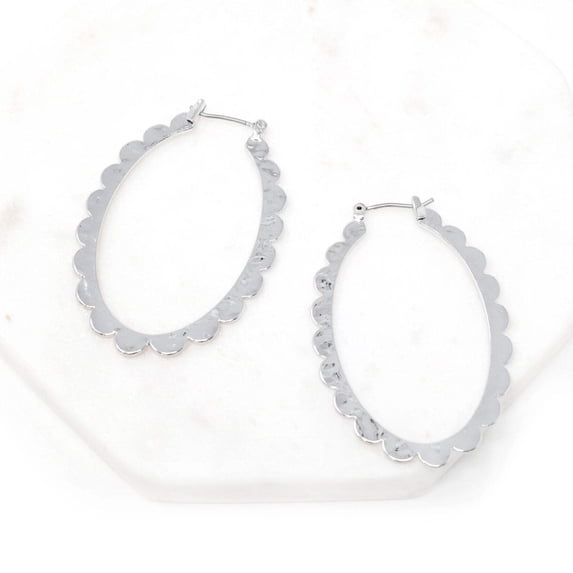 Hammered Metal Oval Hoop Earring