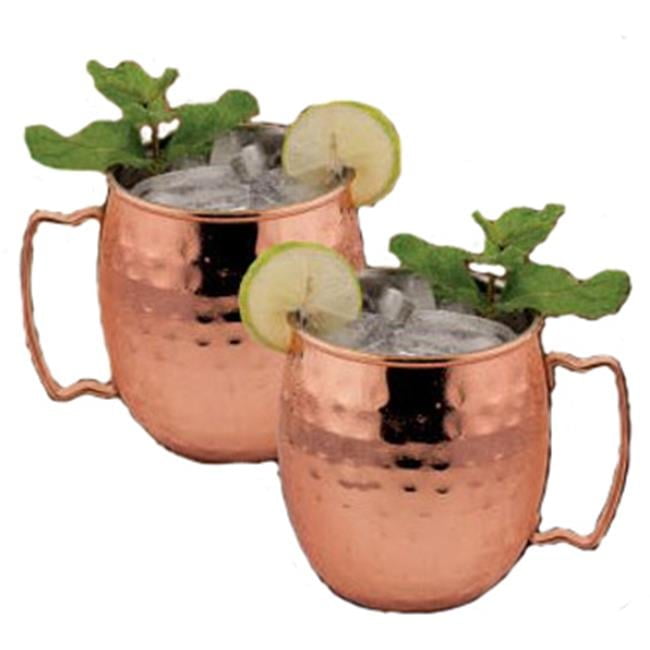 Hammered Copper Moscow Mule Mugs with Gold Handles, Set of 2