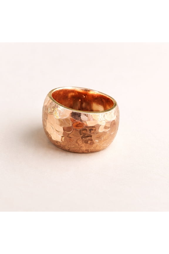 Hammered Pure Copper Statement Ring, Wide Dome Band, Solid Copper Cigar Ring for Women, Chunky Textured Jewelry