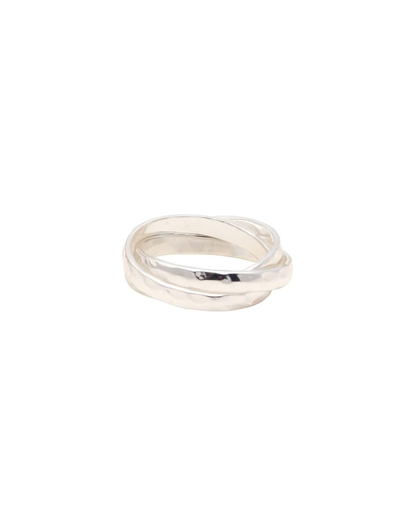 Hammered Rolling Intertwine Ring, 925 Sterling Silver Trinity Ring, Handmade Unisex Jewelry, Gift for Her/Him_10.5