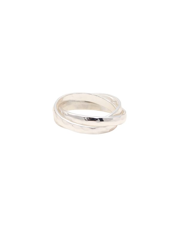 Hammered Rolling Intertwine Ring, 925 Sterling Silver Trinity Ring, Handmade Unisex Jewelry, Gift for Her/Him_5