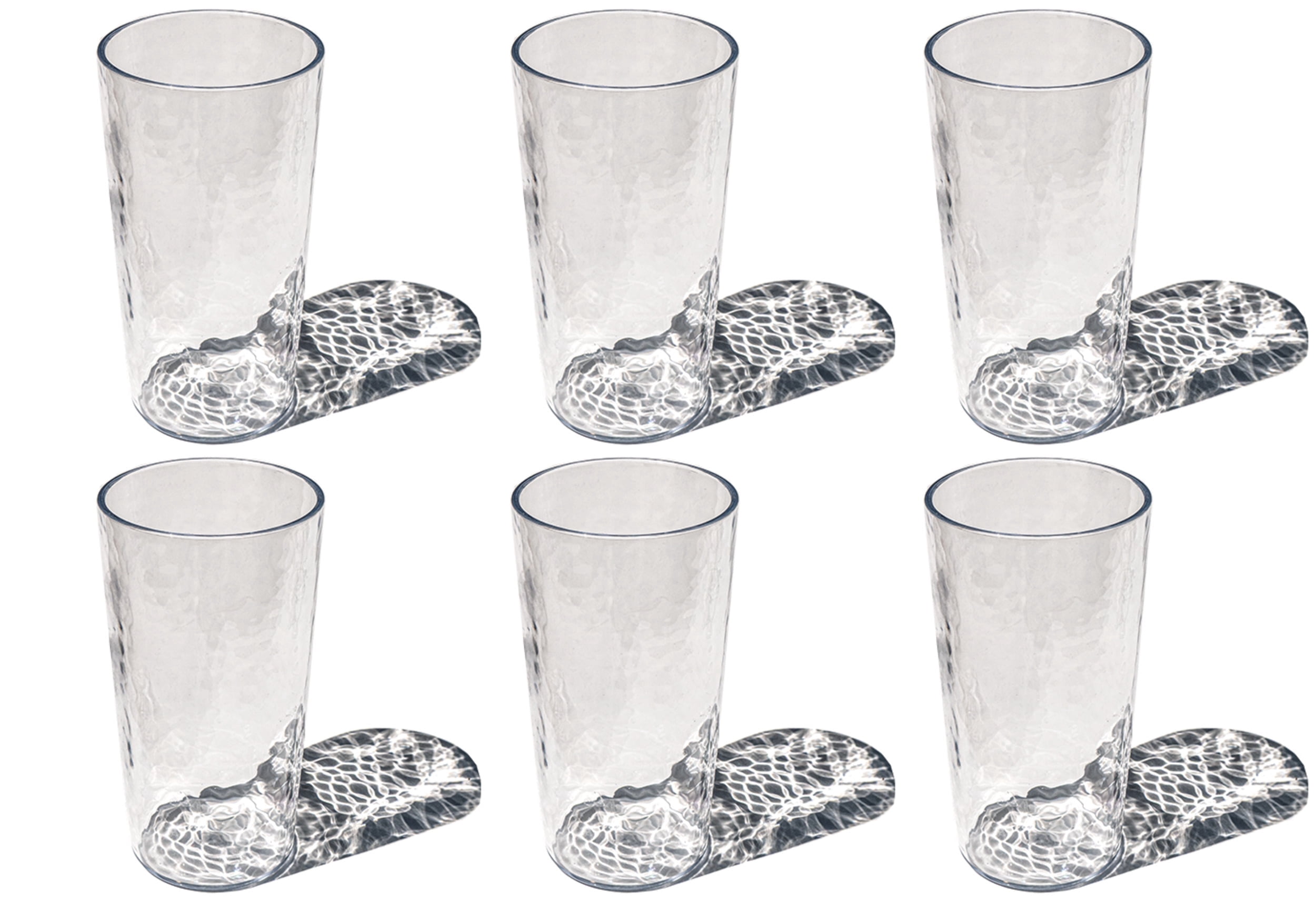 Hammered Rustic Acrylic Drinking Glass - Clear - 23.2 oz - Set of 6
