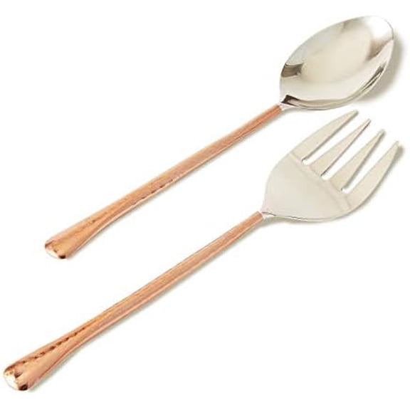 Hammered Salad Server Set, 11 inch, Copper/Silver$$Home Decor, Kitchen, & Other
