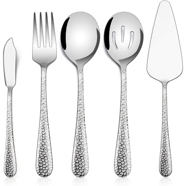 Vesteel Hammered Stainless Steel Serving Utensils Set, 5-Piece