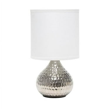 Hammered Silver Drip Mini Table Lamp, White