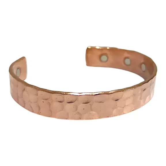 Hammered Solid Pure Copper Cuff Copper Arthritis Therapy Adjustable Bracelet 2 Piece