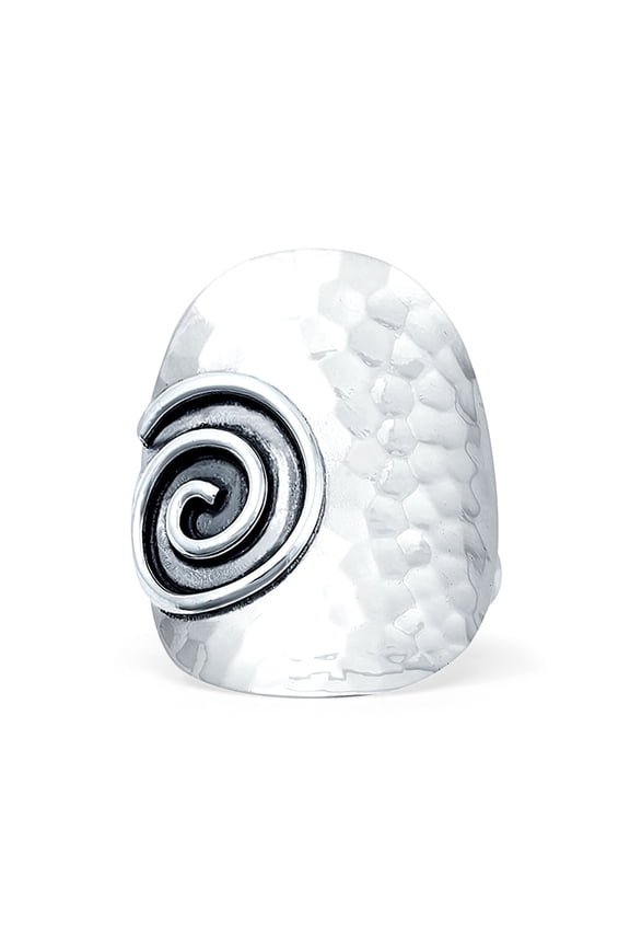 Hammered Spiral Saddle Oxidized Ring 925 Sterling Silver Size 6
