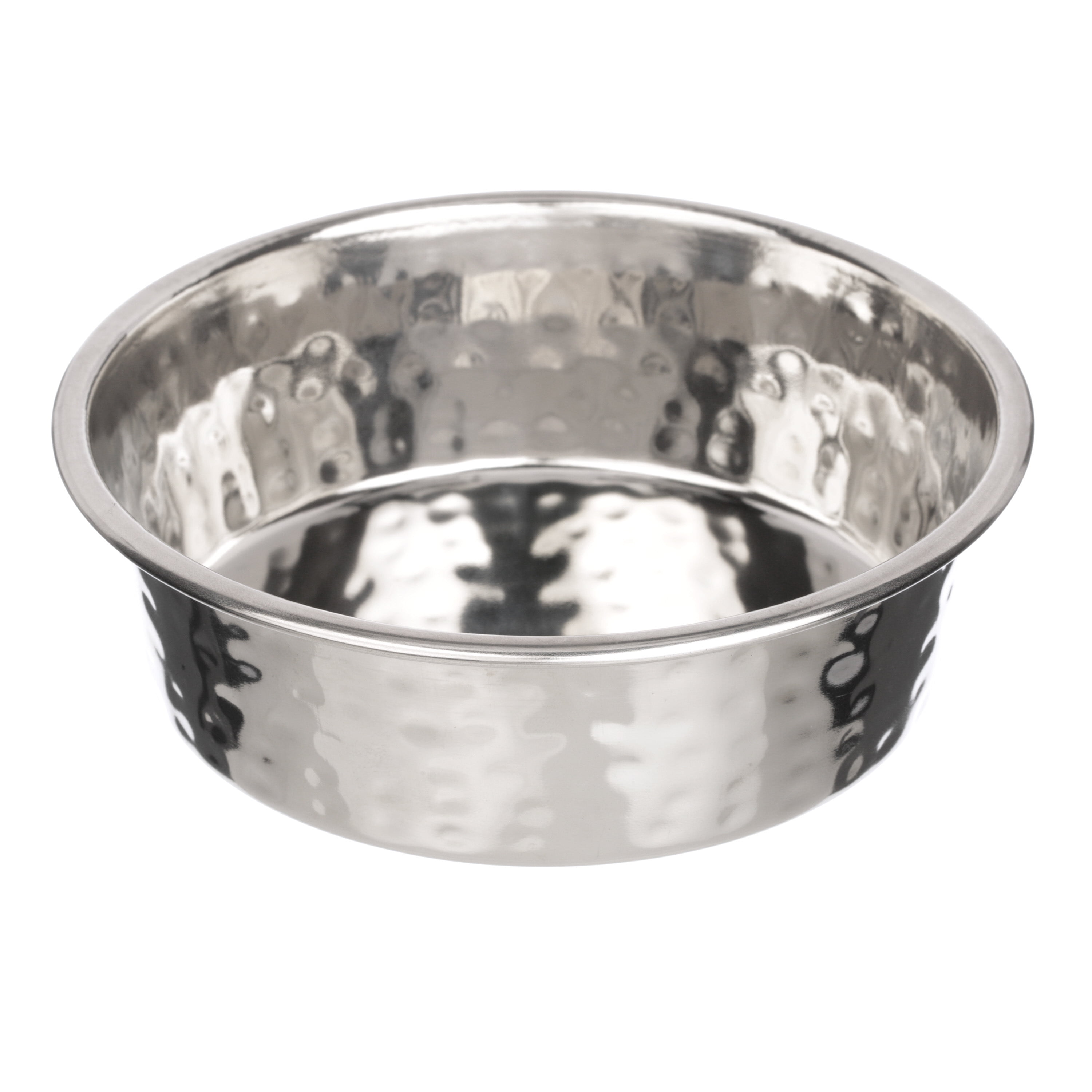 Hammered Stainless Steel Pet Bowl - Decorative & Stylish Dog
