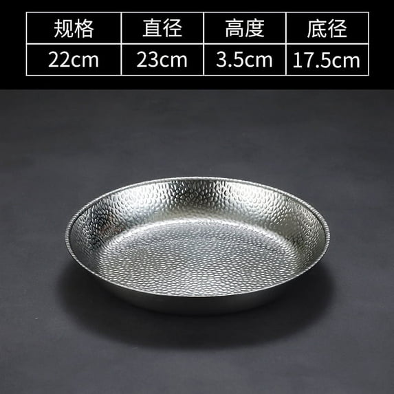 Hammered Stainless Steel Plate Round Food Plate Western Steak Plate Stainless Steel Plate
