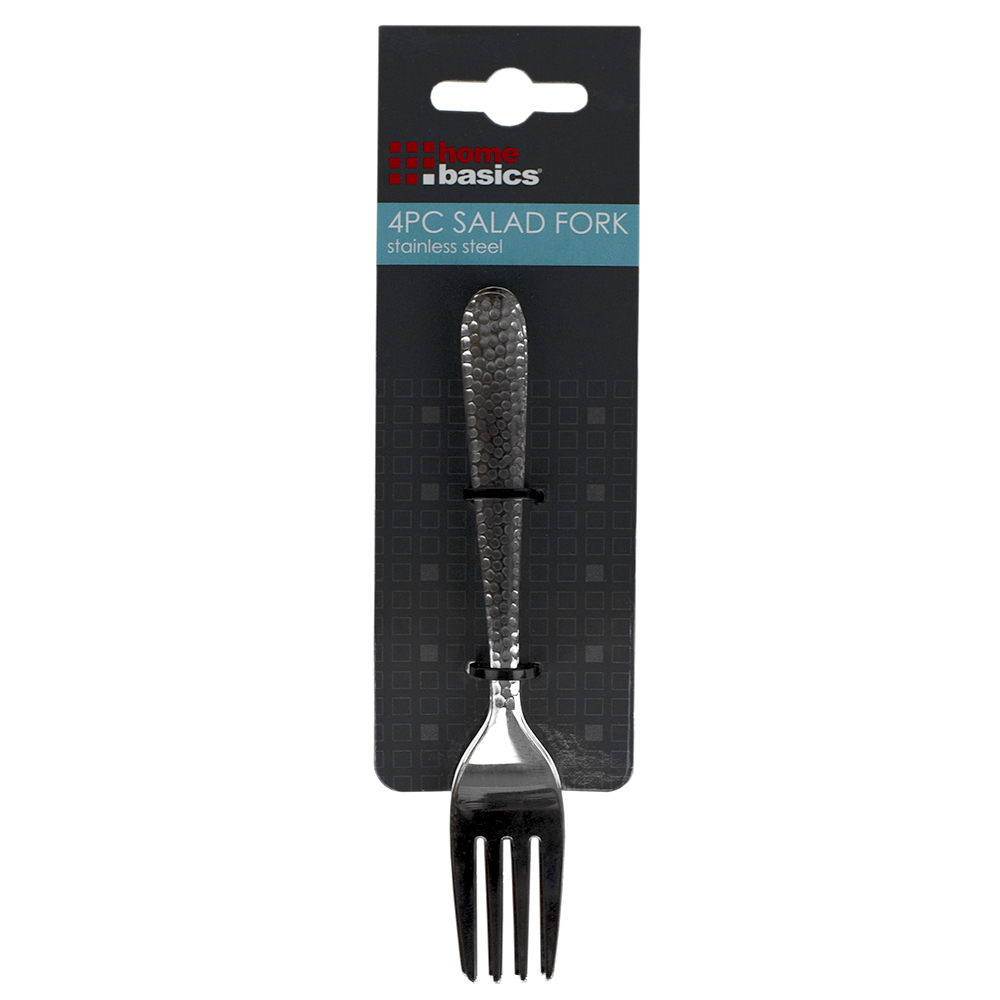 Hammered Stainless Steel Salad Forks, (Pack of 4), Silver