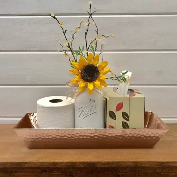 Hammered Stainless Steel Vanity Toilet Tank Tray | Copper Finish