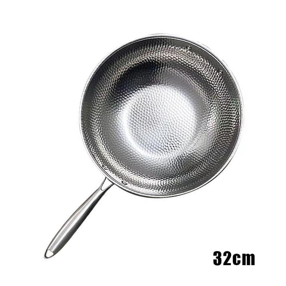 Hammered Stainless Steel Wok Scallion Patterned Fried Egg, Fried Steak Home Gift